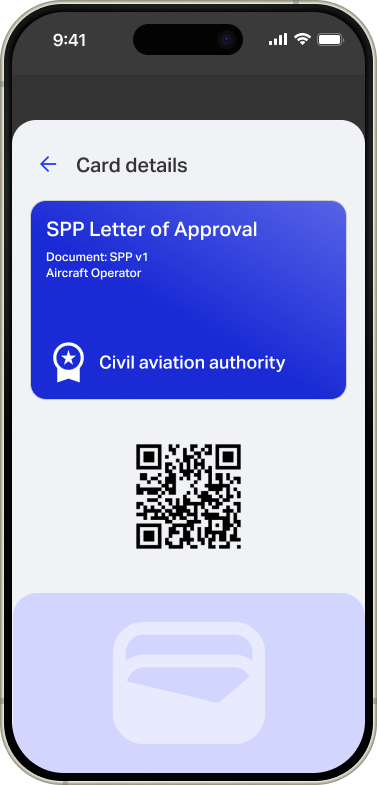 Example of a scannable SPP Letter of approval in a digital wallet